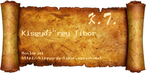 Kisgyörgy Tibor névjegykártya